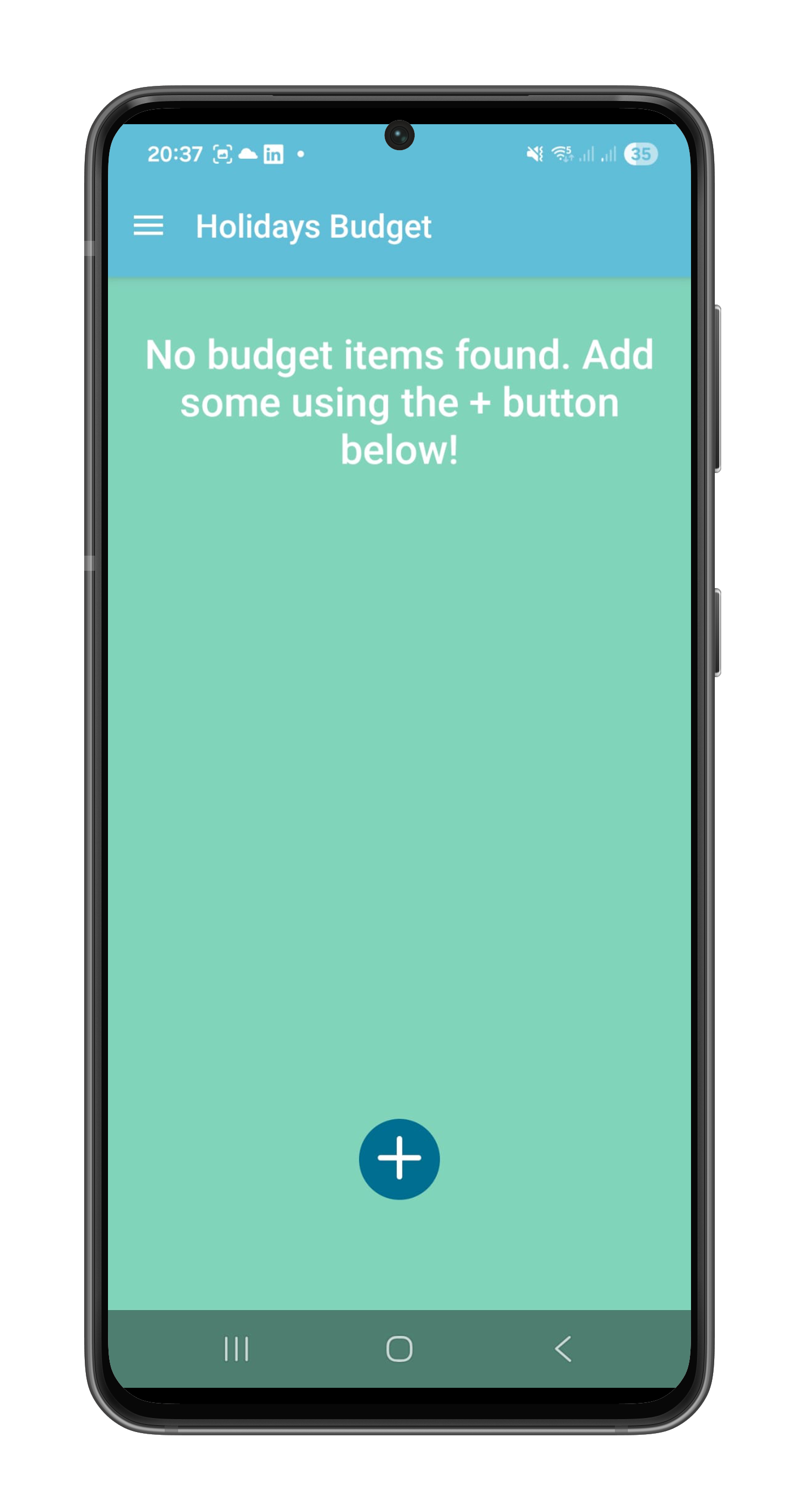 Extra Budget main screen showing all created extra budgets